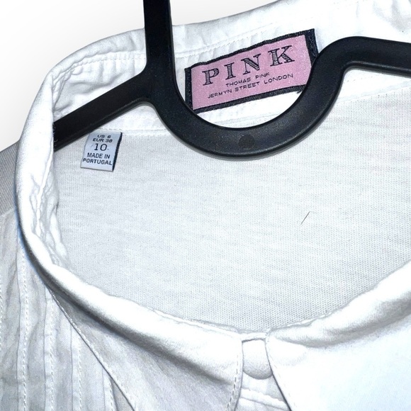 Thomas Pink Jermyn Street London Cotton Women’s Ruffle Button polo Shirt sz 6 - Picture 4 of 5